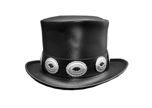 Rock Leather Conchu Band Rock Star Steampunk Singer Leather Top hat – Custom Made hat