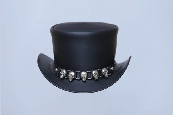 Hampton Skulls D Halloween Steampunk Gothic Biker Leather Top hat