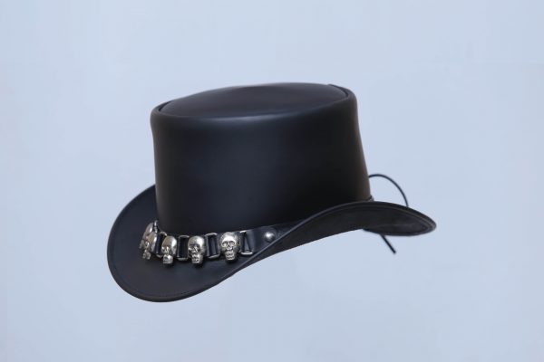 Hampton Skulls D Halloween Steampunk Gothic Biker Leather Top hat