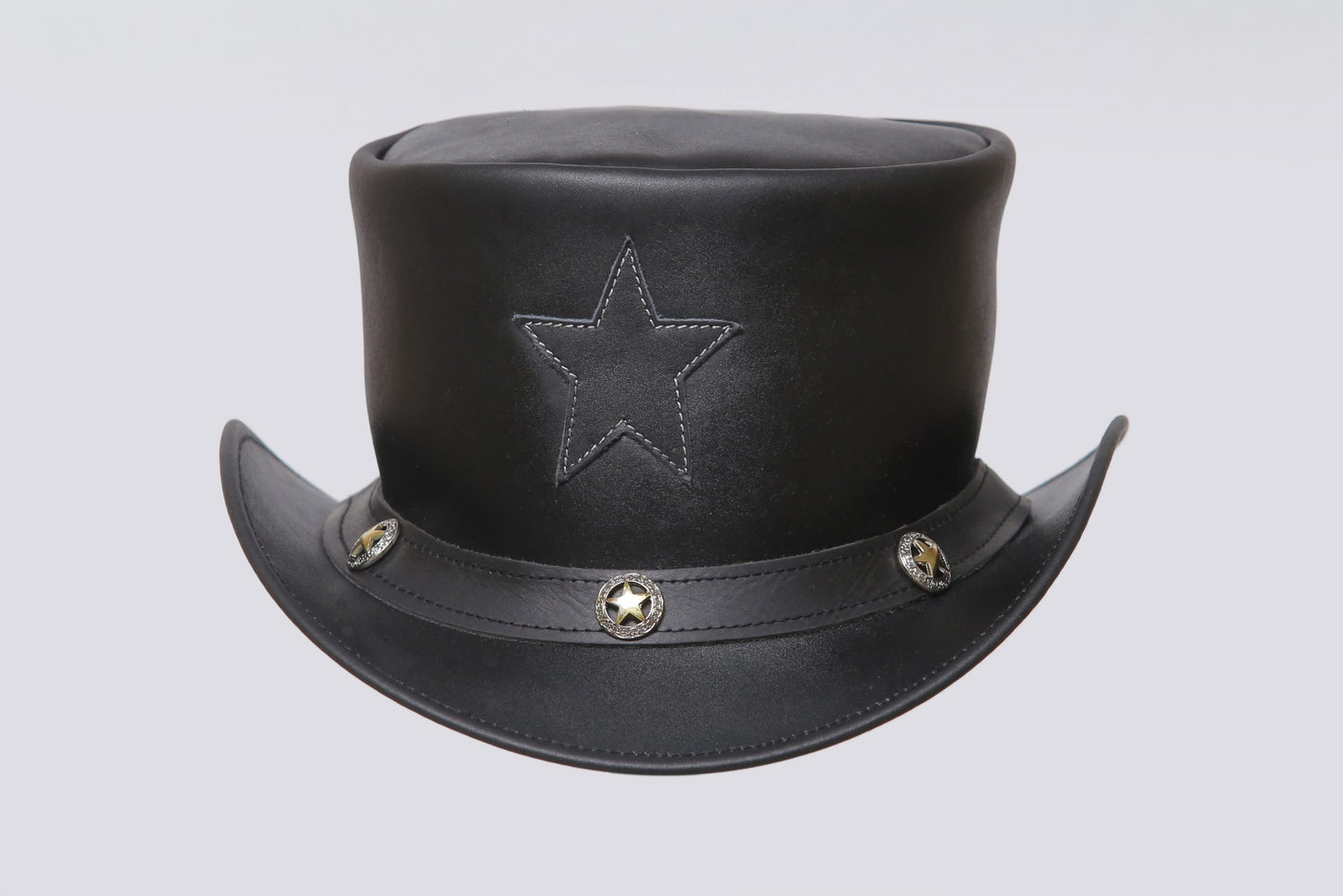 Pride Of Texas Stars Steampunk USA Biker Leather Motorcycle Top Hat