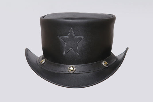 Pride Of Texas Stars Steampunk USA Biker Leather Motorcycle Top Hat