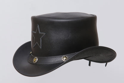 Pride Of Texas Stars Steampunk USA Biker Leather Motorcycle Top Hat