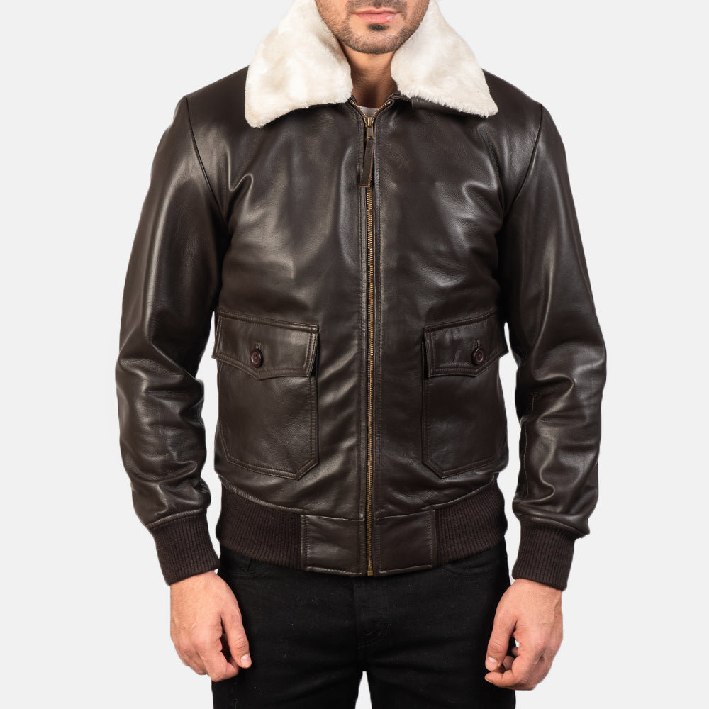 Airin G-1 Brown Leather Bomber Jacket