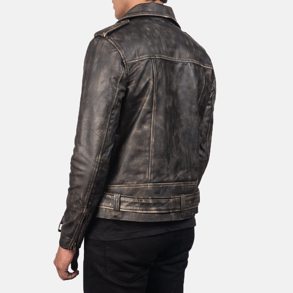 Allaric Alley Distressed Brown Leather Biker Jacket