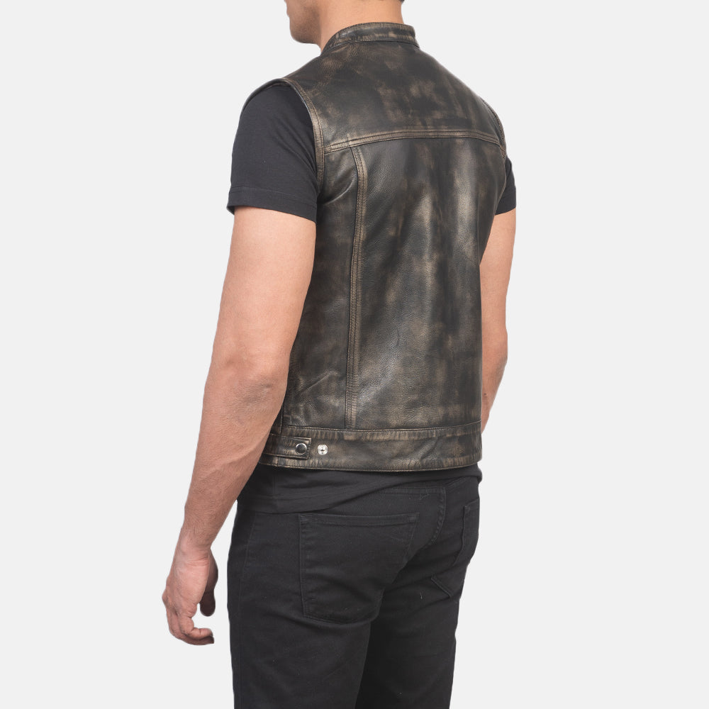 Atlas Moto Distressed Brown Leather Vest