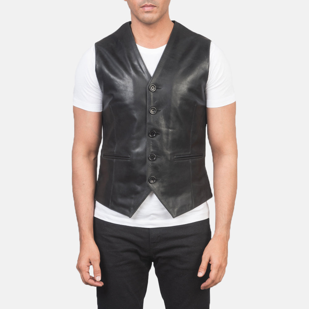 Auden Black Leather Vest