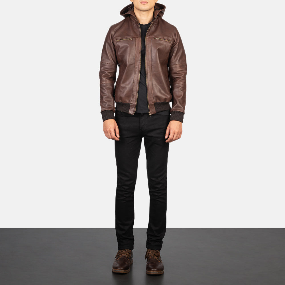 Bouncer Brown Leather Bomber Jacket