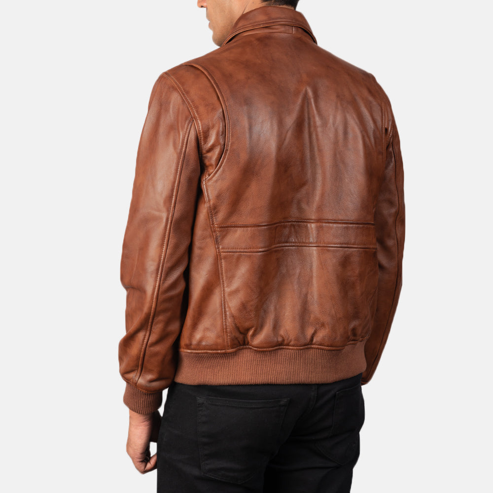 Coffmen Brown A2 Leather Bomber Jacket