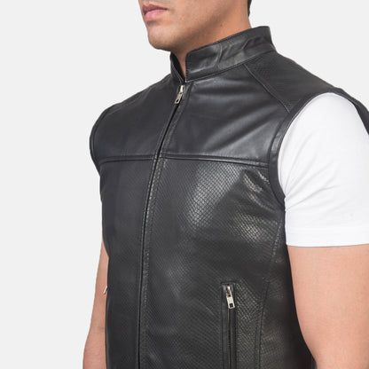Roland Black Leather Biker Vest