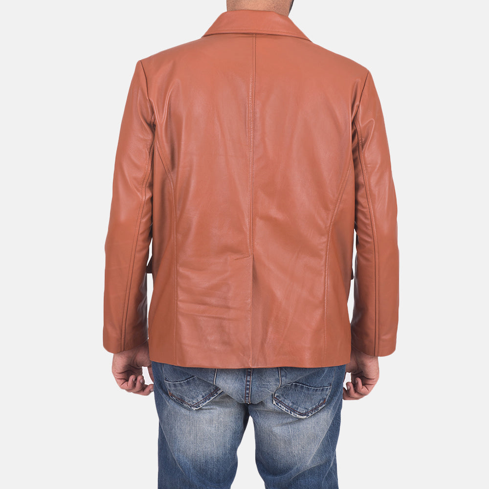 James Tan Brown Leather Blazer