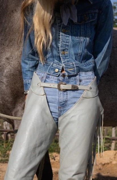 Women's Hand Crafted Native American Style Suede Leather Pant Ladies Chap Western Buck Suede