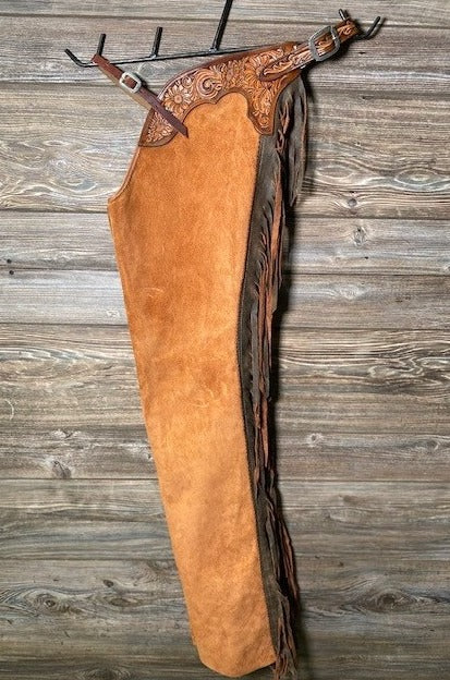 Suede Leather Tan Brown Chap Cowboy Legging Ranch Wear Chinks Chaps For Horse Riding
