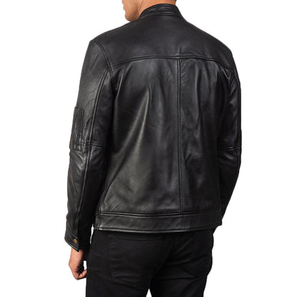 Adornica Black Leather Biker Jacket 