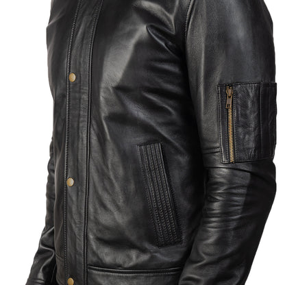 Adornica Black Leather Biker Jacket 