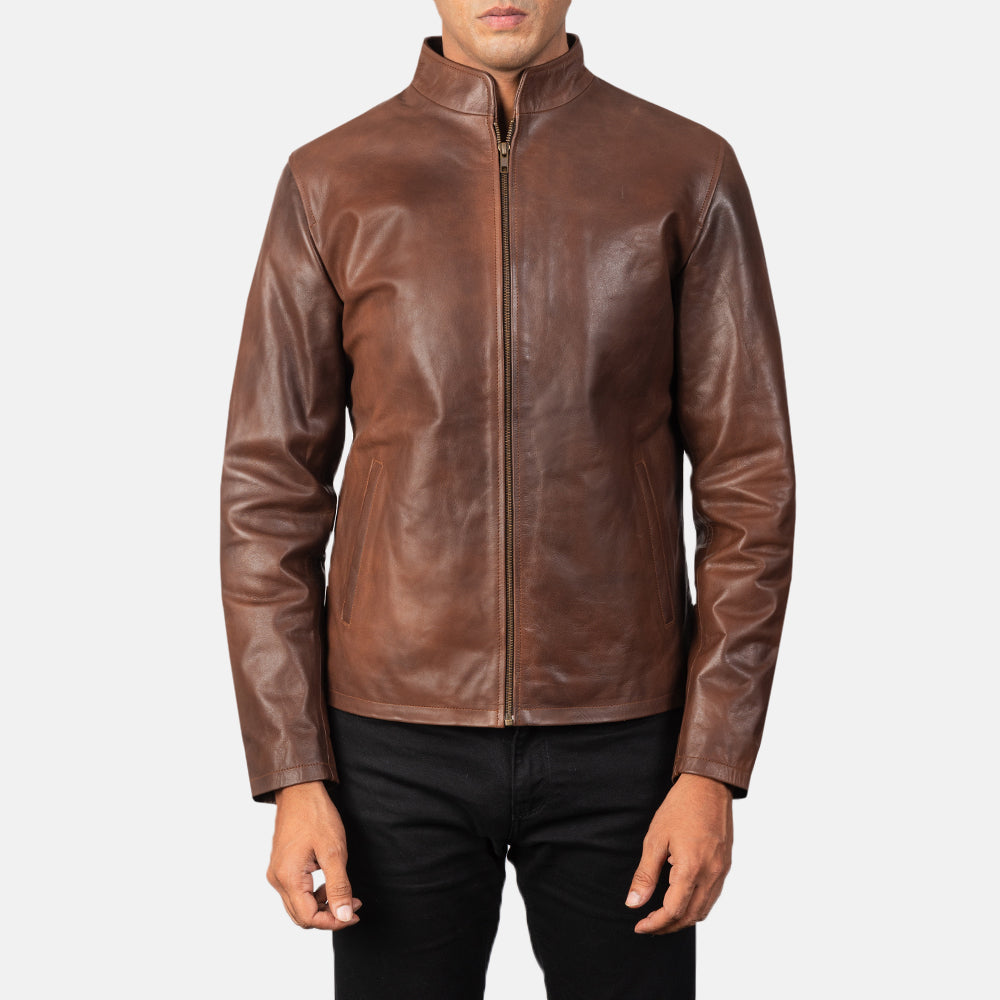 Alex Brown Leather Biker Jacket