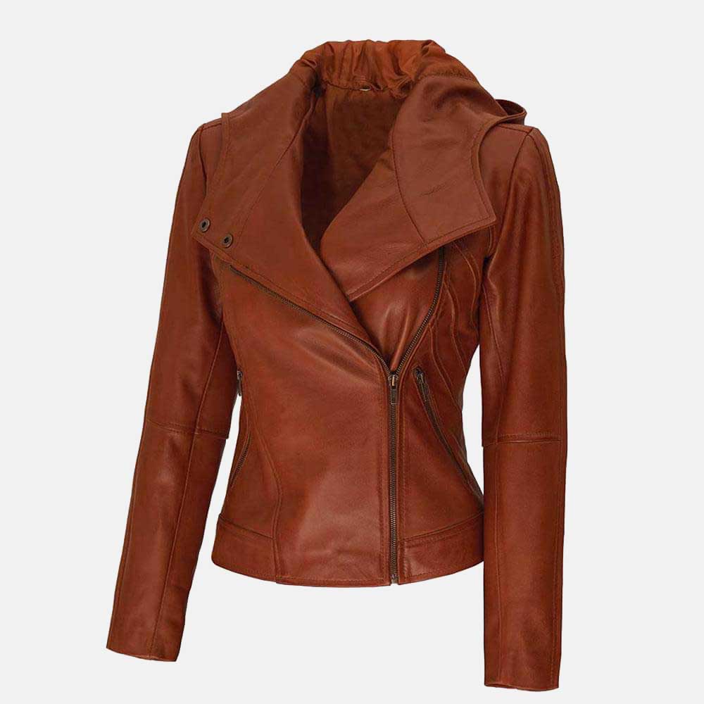 Asymmetrical Women Leather Jacket