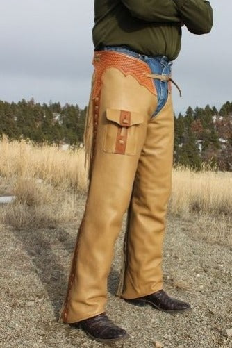 Caramel Brown Leather Chap Cowboy Fringes Chinks Chap Ranch Wear Legging Horse Riding Equestrian