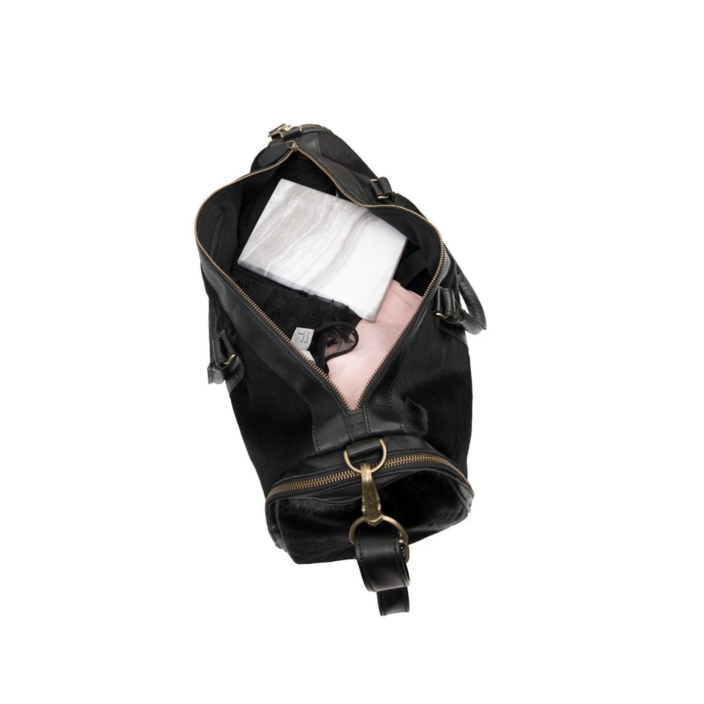 Black Cowhide Leather Pony Bag