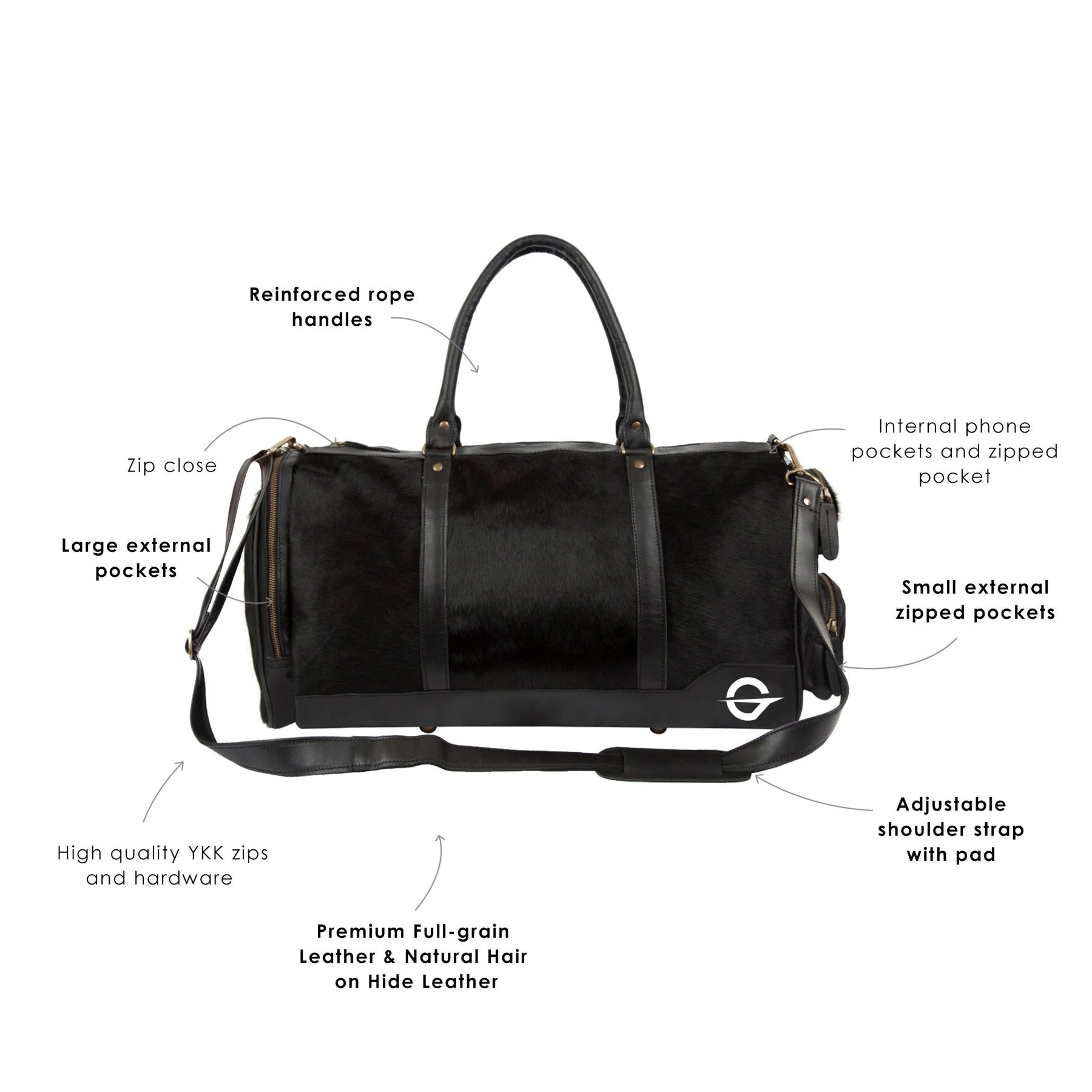 Black Cowhide Leather Pony Bag