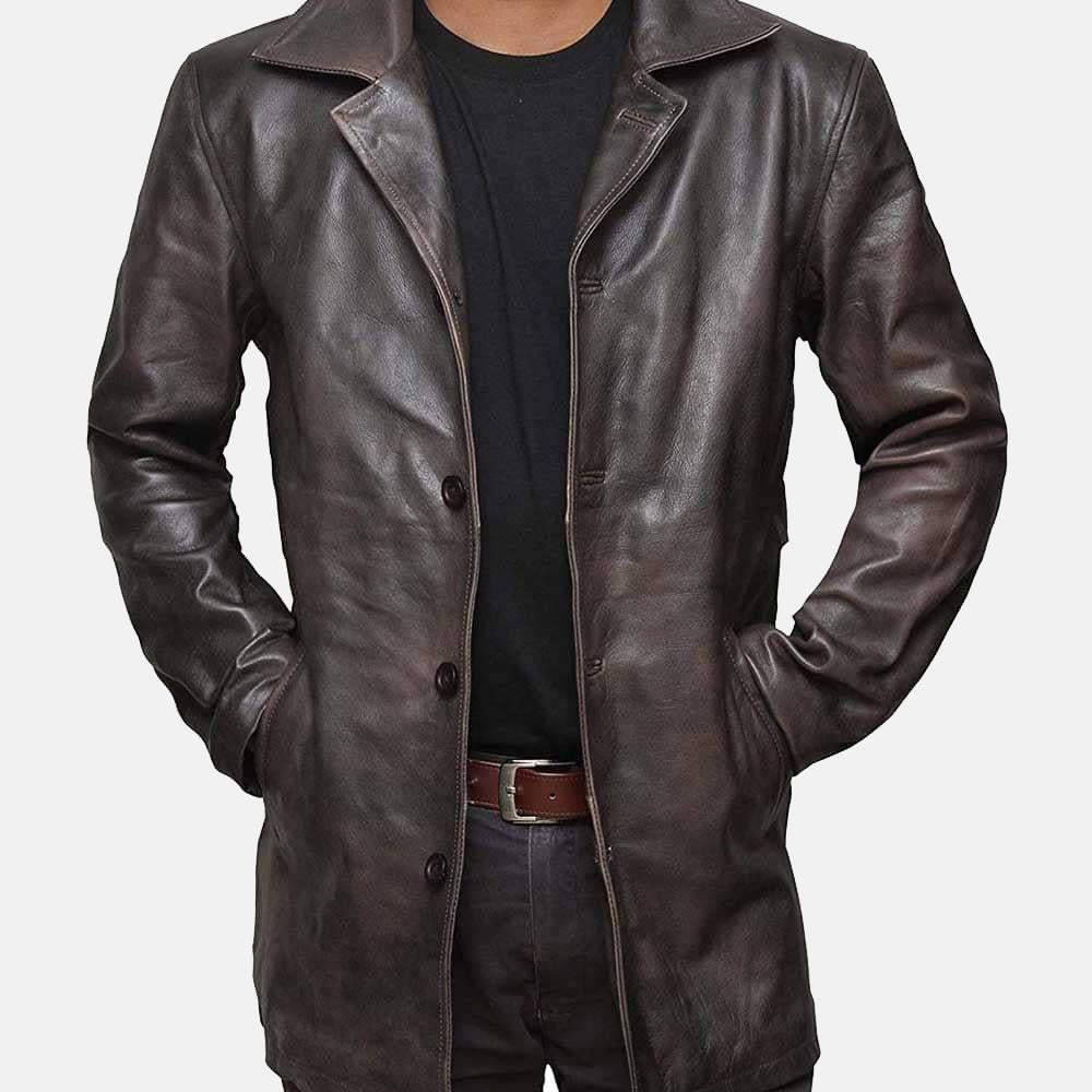Brown 34 Length Coat for Men