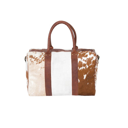 Brown and White Leather Bag