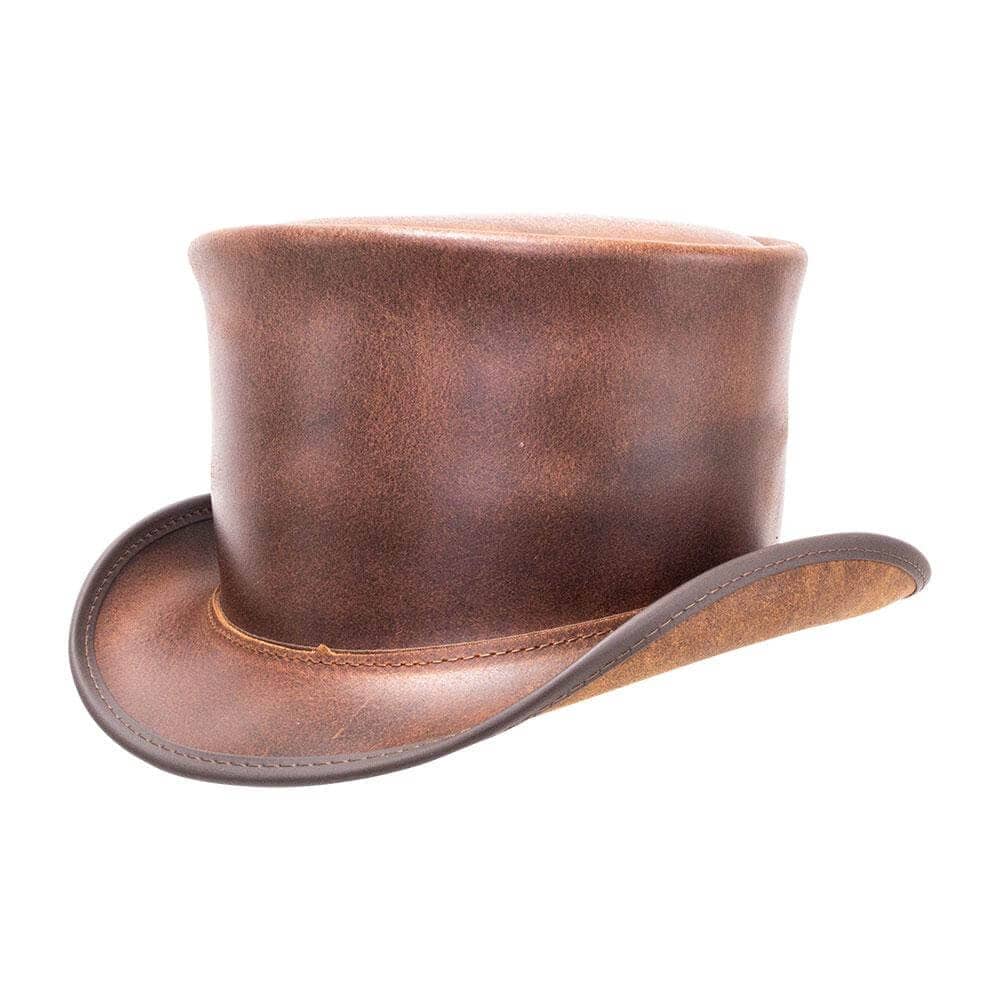 Mens Leather Top Hat unband Style Leather Hat