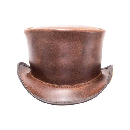 Mens Leather Top Hat unband Style Leather Hat