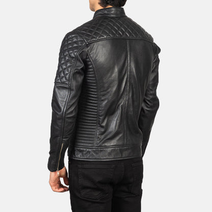 Fernando Quilted Black Leather Biker Jacket
