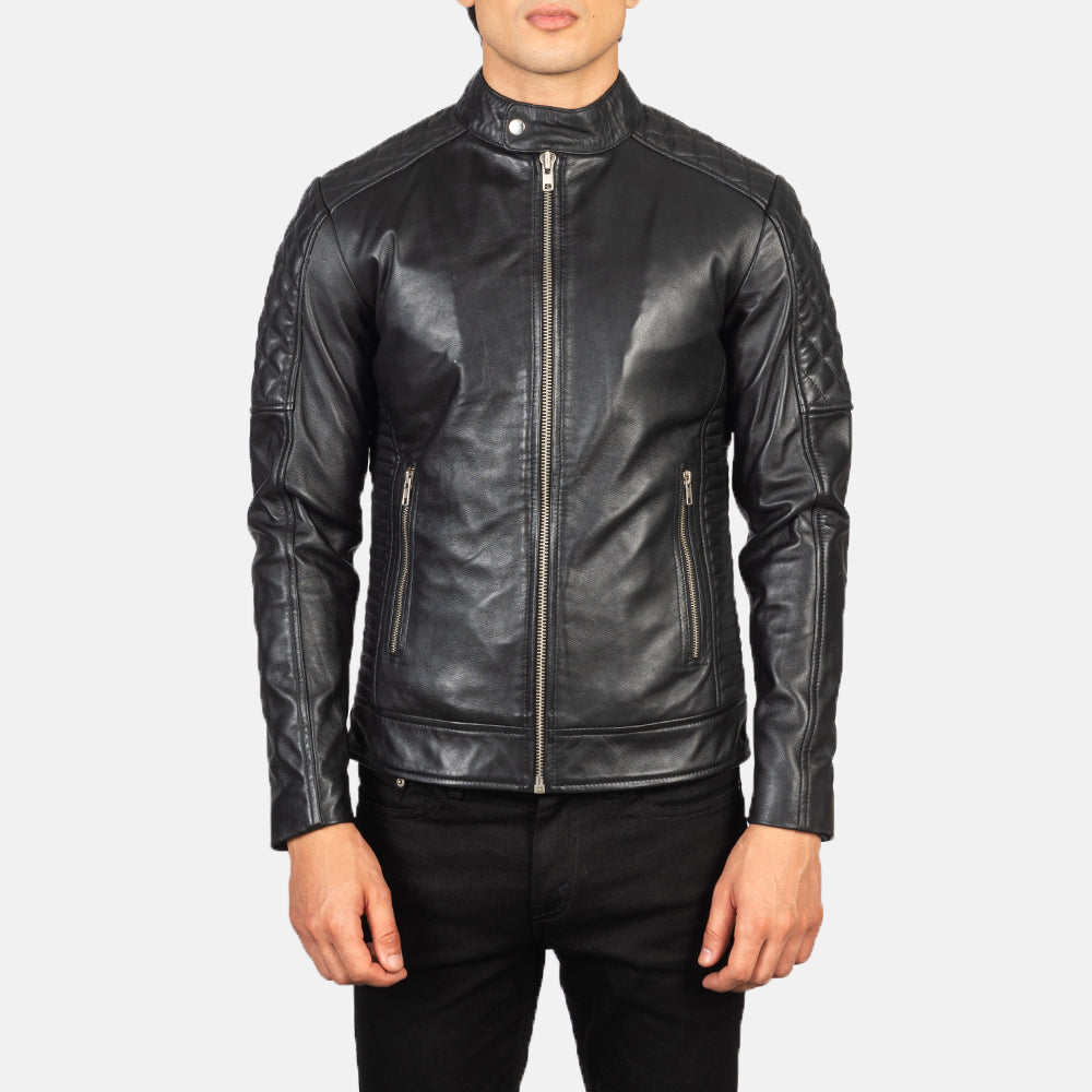 Fernando Quilted Black Leather Biker Jacket