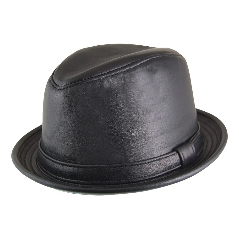 Leather Trilby Hat Black