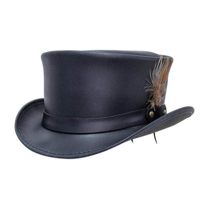 Mad Hatter Leather Steampunk Side Feather Band Top Hat Topper Top Vintage Style