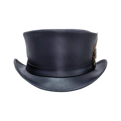 Mad Hatter Leather Steampunk Side Feather Band Top Hat Topper Top Vintage Style