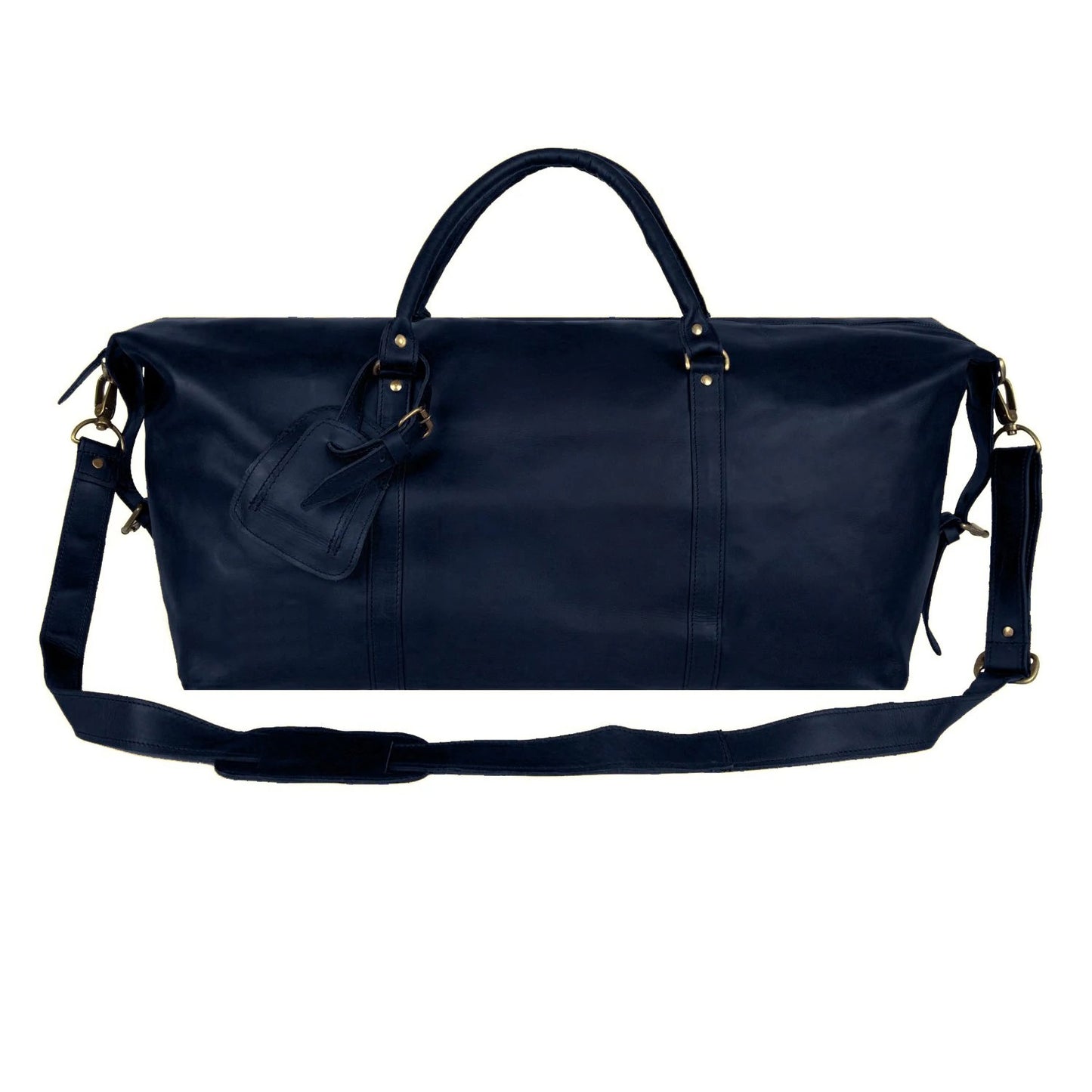 Navy Blue Leather Weekendry Bag