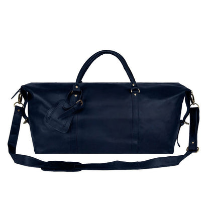 Navy Blue Leather Weekendry Bag