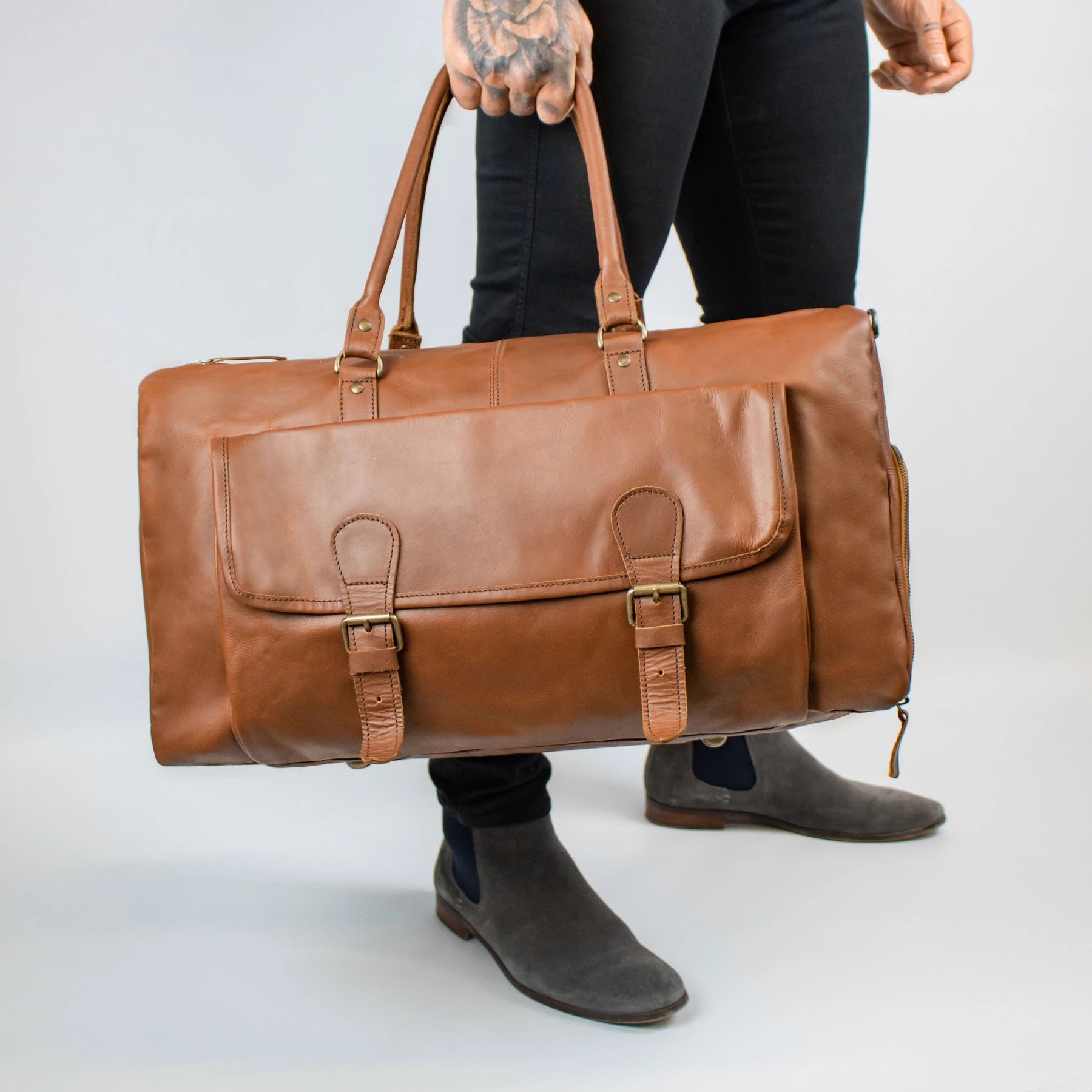 Personalized Brown Leather Travelling Bag