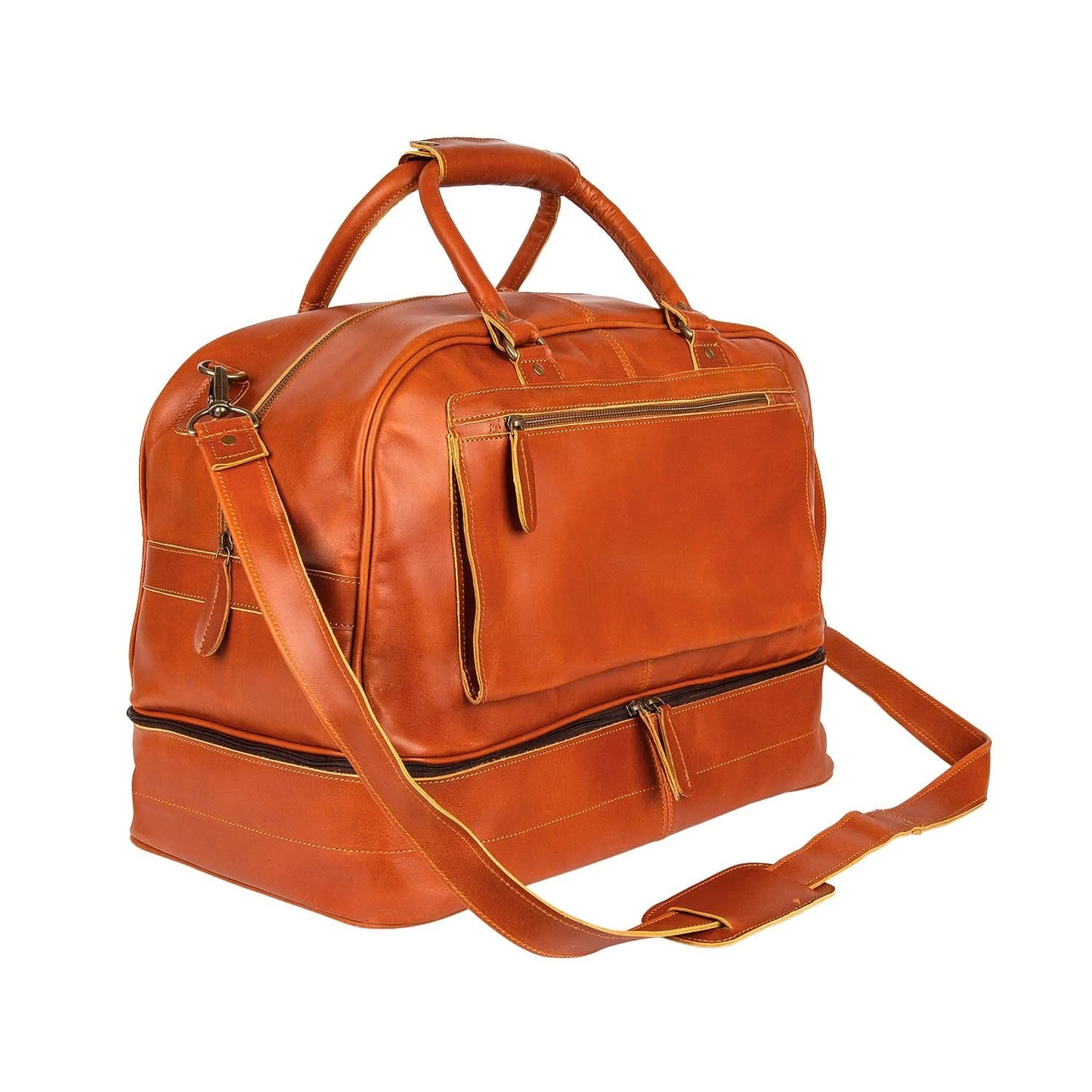 Personalized Full Grain Tan Leather Bag