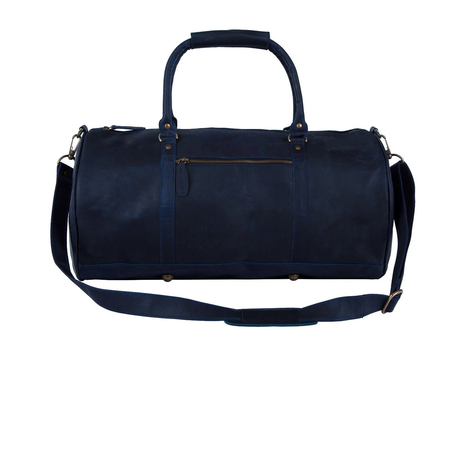 Personalized Navy Blue Leather Bag