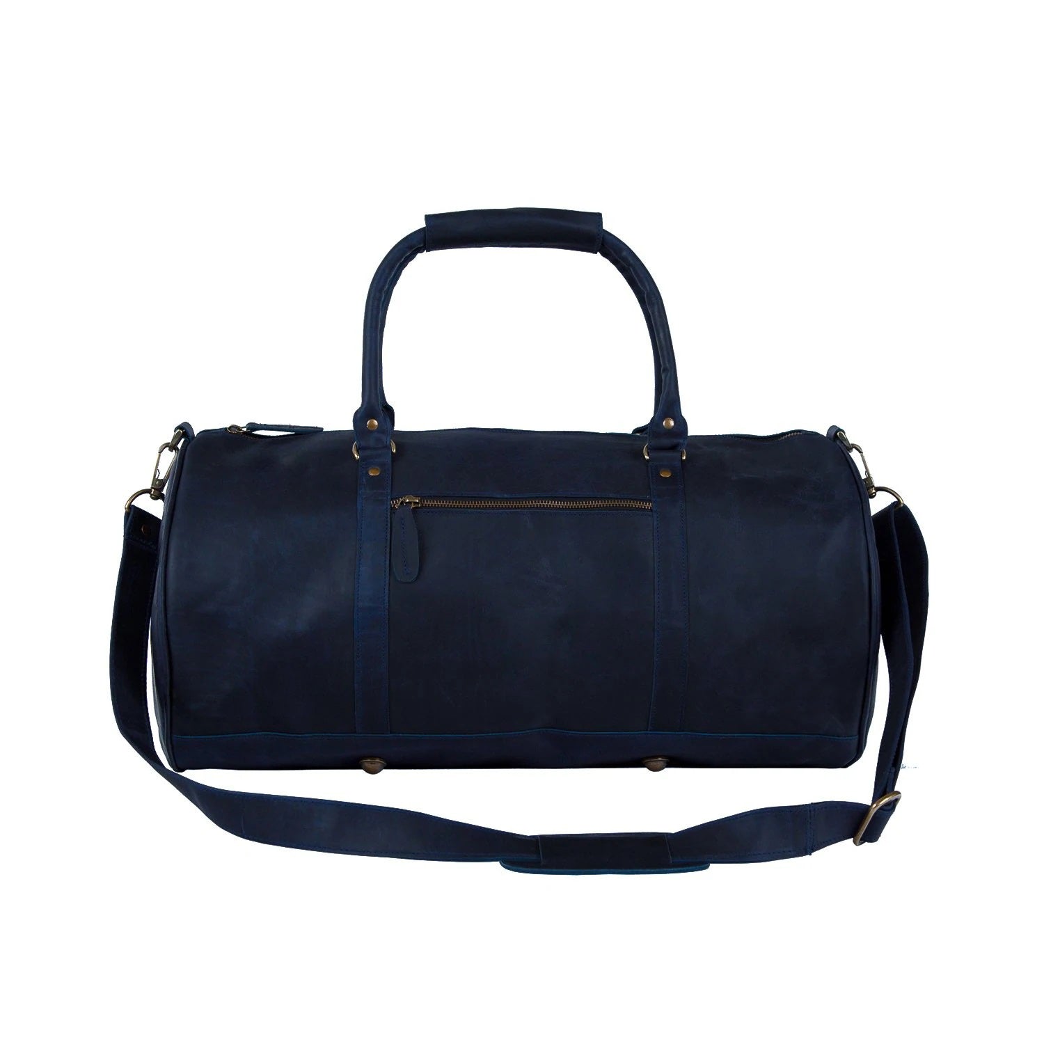 Personalized Navy Blue Leather Bag
