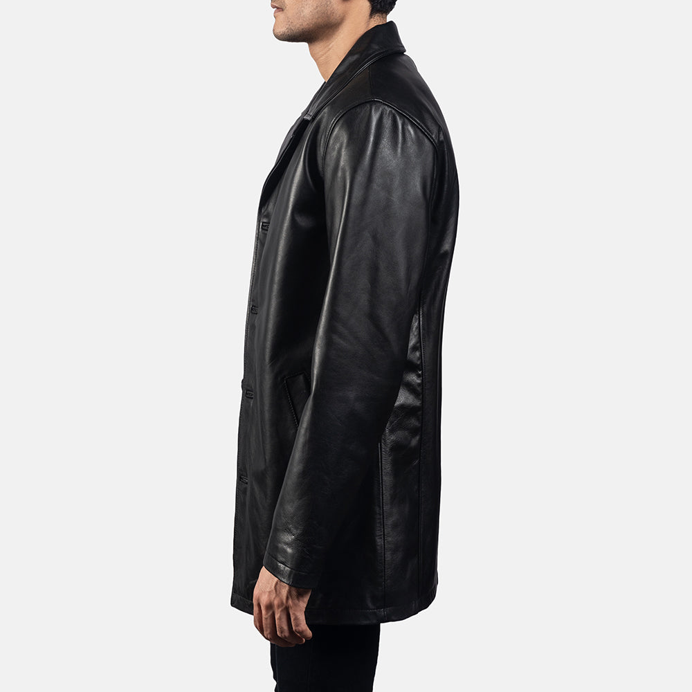 Urban Slate Black Leather Coat