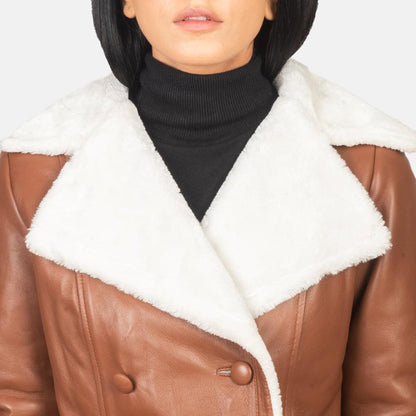 Amie Brown Double Breasted Shearling Coat