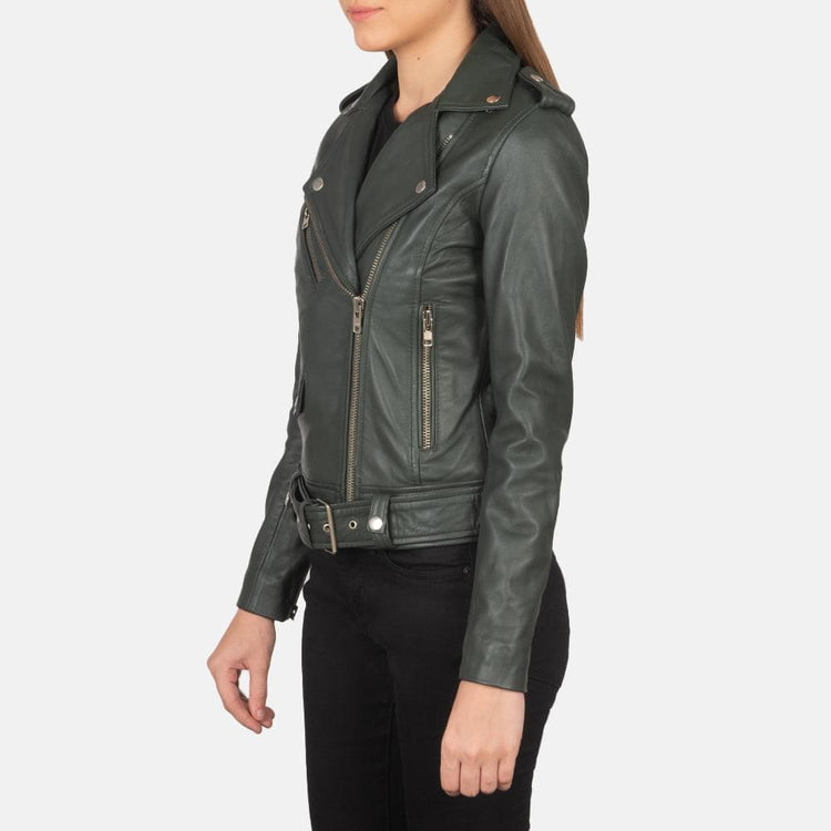 Alison Green Leather Biker Jacket