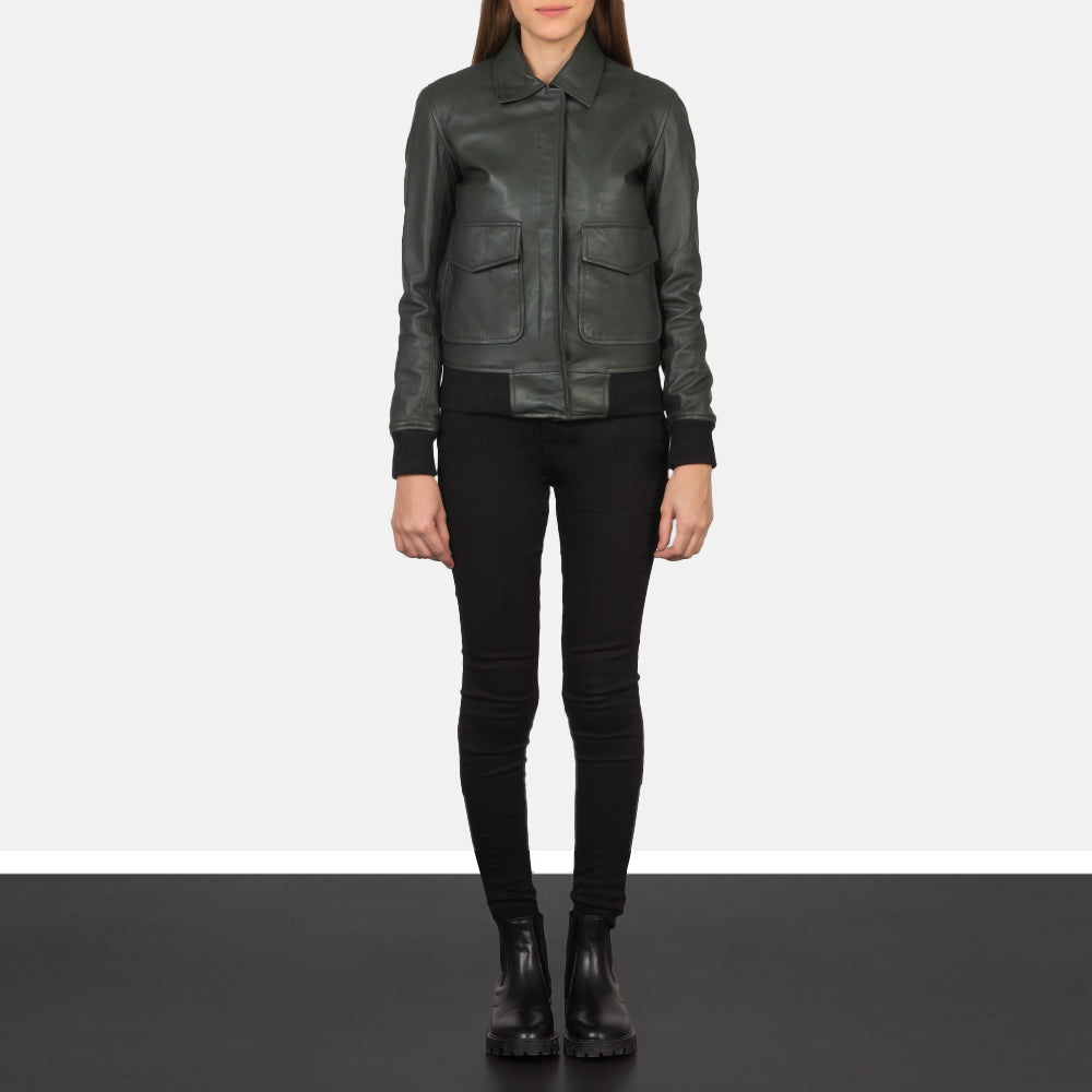 Westa A-2 Green Leather Bomber Jacket
