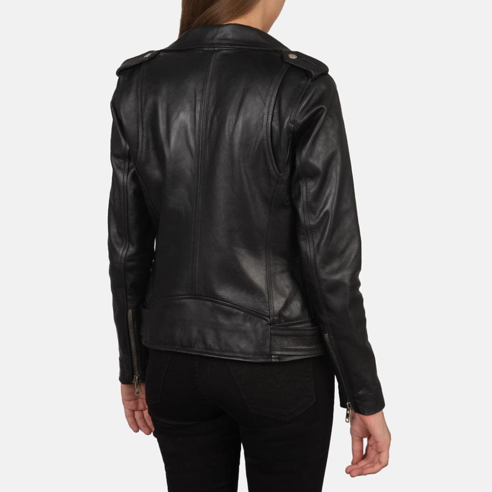 Alison Black Leather Biker Jacket