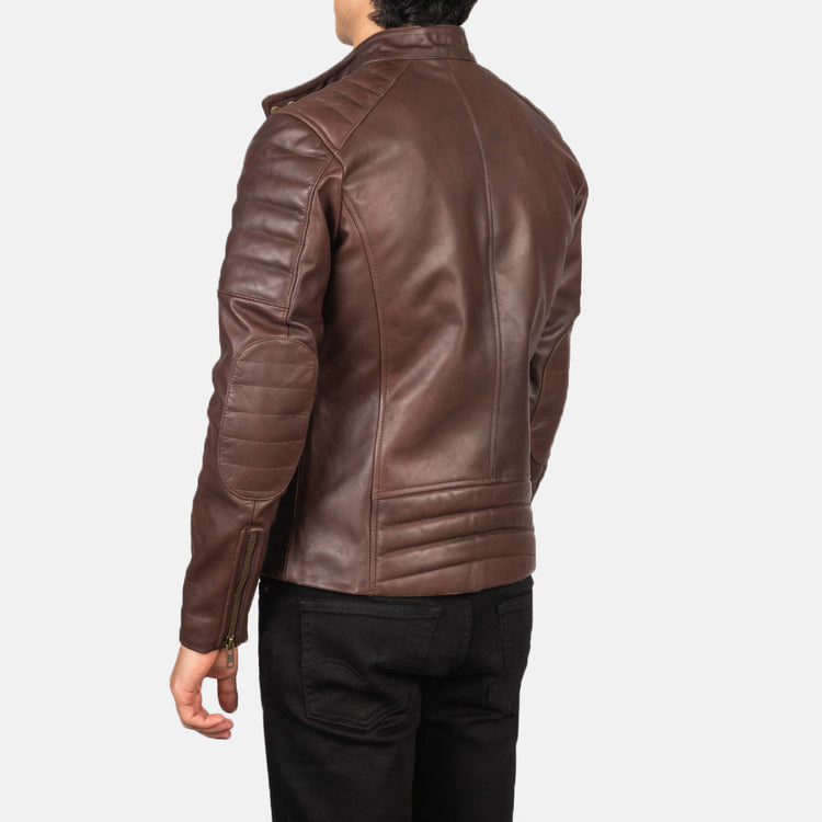 Faisor Brown Leather Biker Jacket