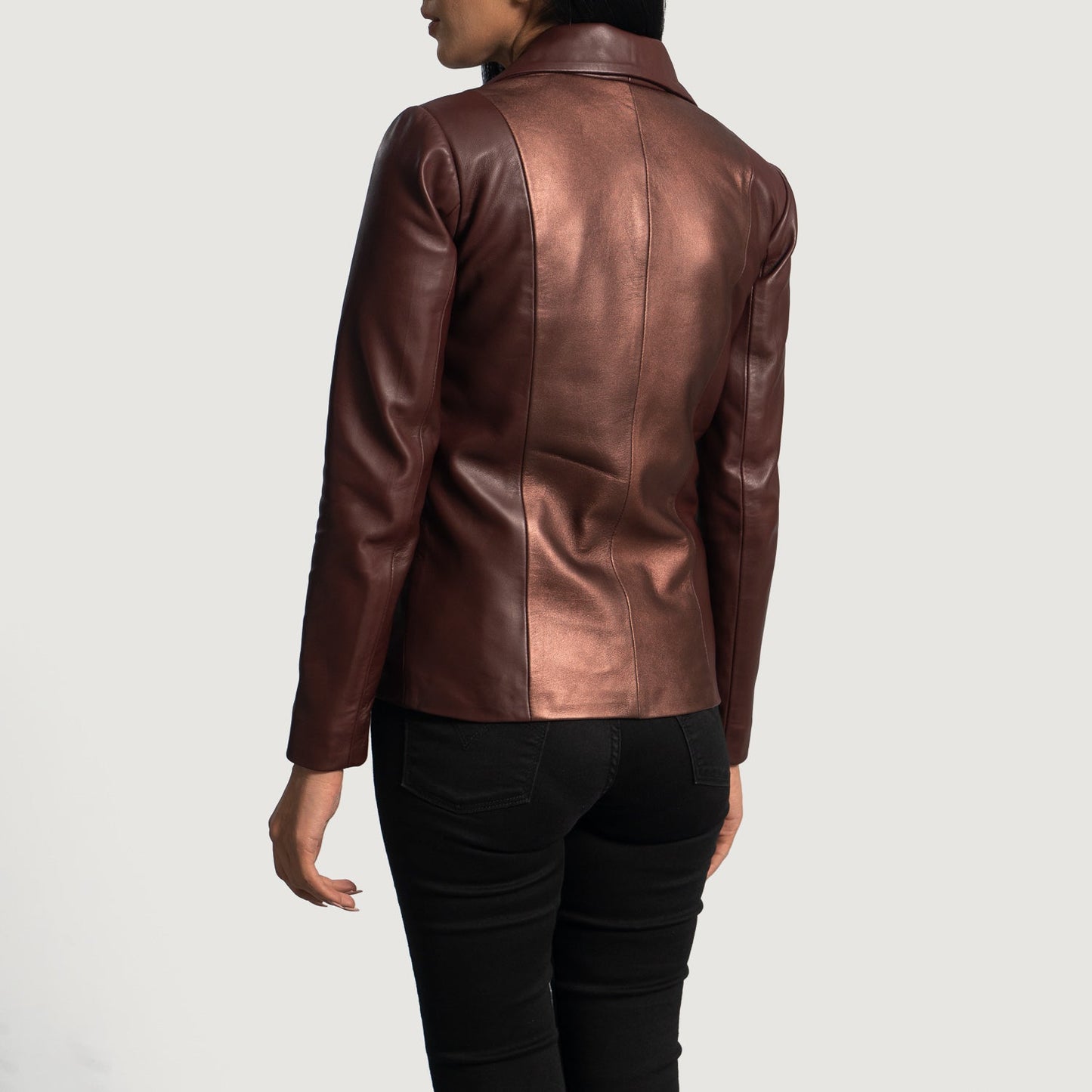 Ruby Metallic Maroon Leather Blazer