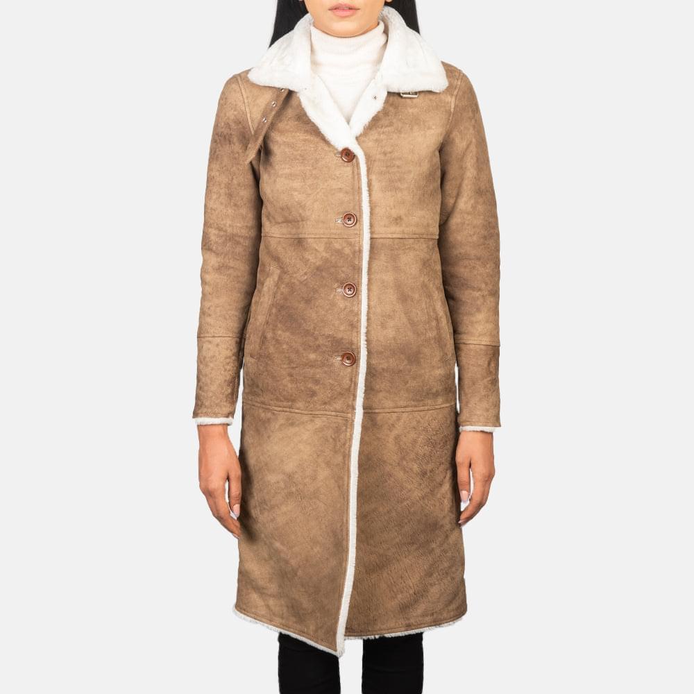 Alina Shearling Brown Leather Coat
