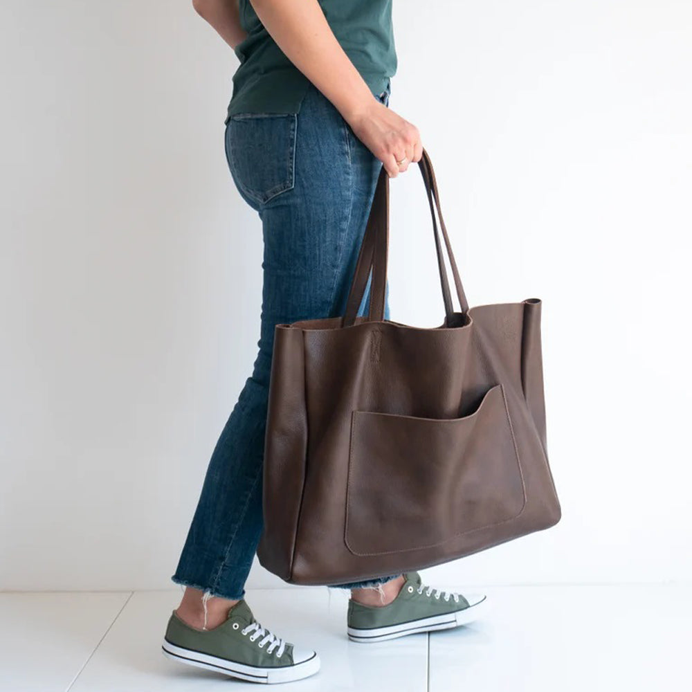 Leather Handbag with Pocket