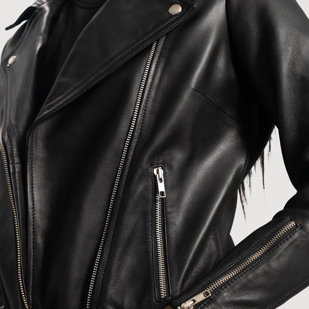 Rumy Black Leather Biker Jacket