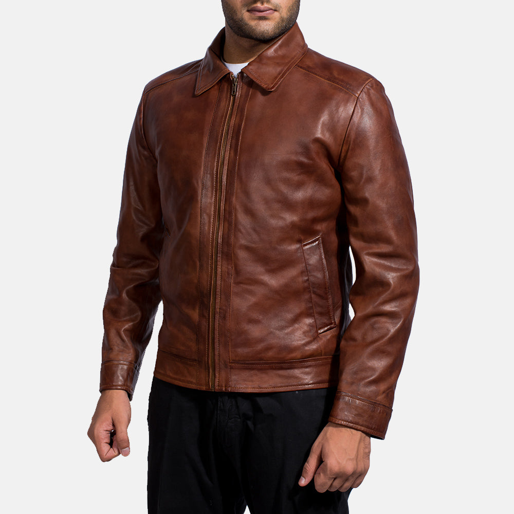 Inferno Brown Leather Jacket For Men