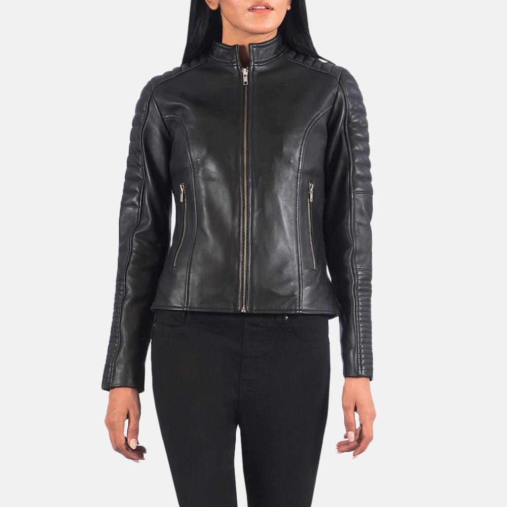 Adalyn Quilted Black Leather Biker Jacket